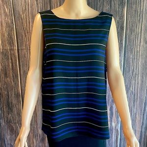 Chaus black white and blue stripped size 16 tank top flowy blouse